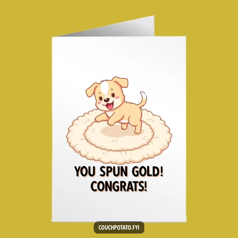 Free Printable Congratulations Card: Puppy Chasing Tail, Joyful Success Downloadable Gift