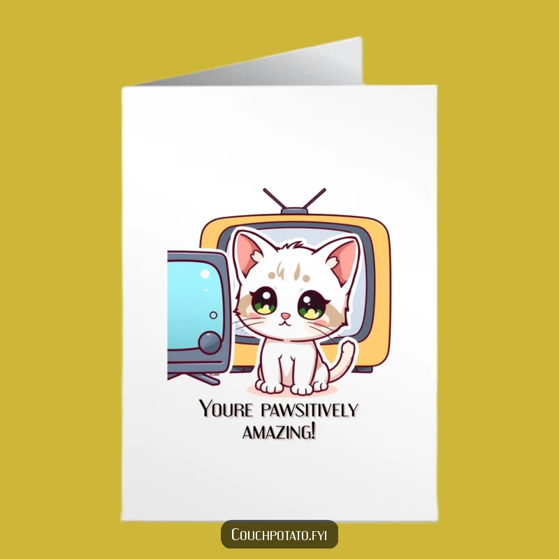 Free Printable Kitten Congratulations Card: TV Stare, Hilarious DIY Downloadable Celebration!
