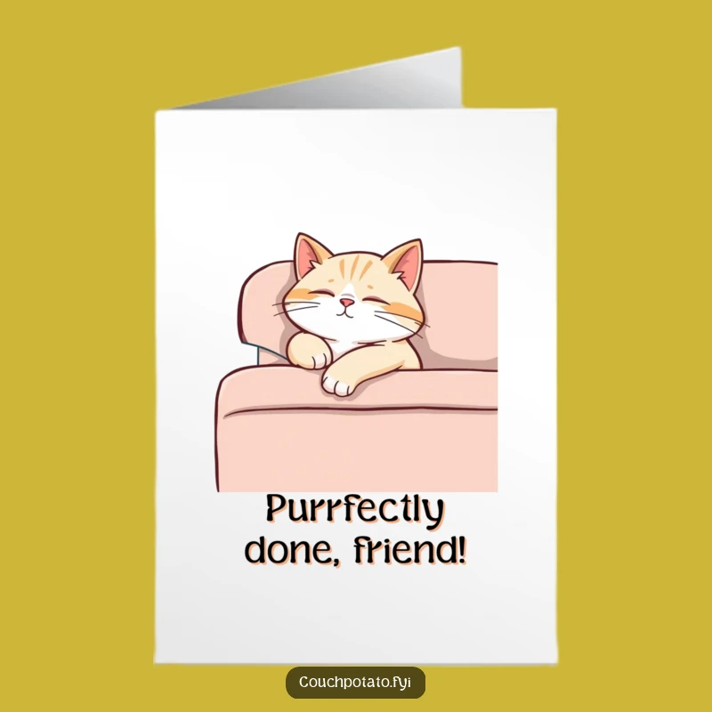 Free Printable Cat Congrats Card: Funny Relaxed Feline Downloadable