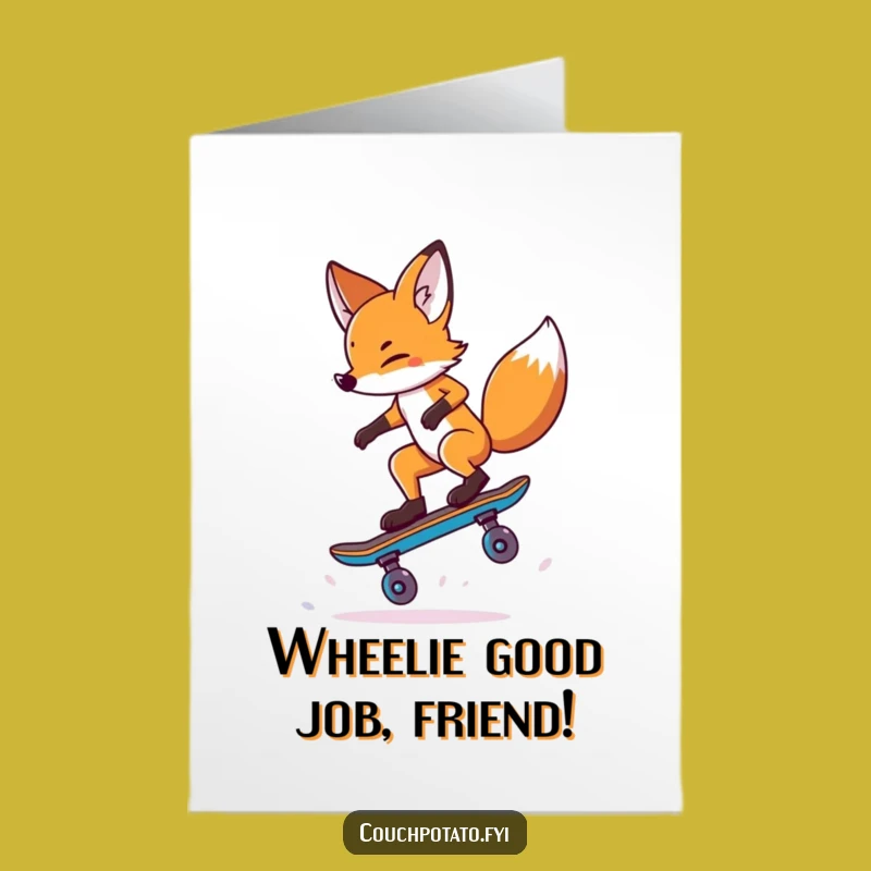 Free Printable Congrats Card: Fox Skateboard Stunts
