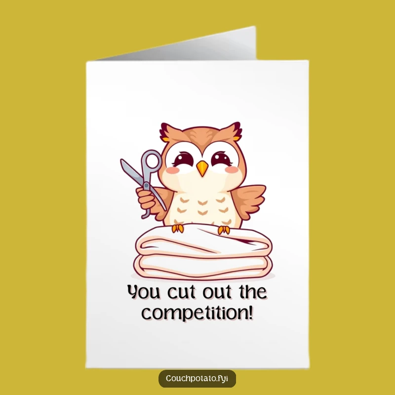 Free Printable Congrats Card: Owl Cuts Success Fabric - Downloadable