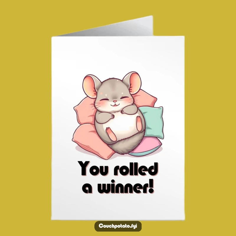 Free Printable Chinchilla Congrats Card: Happy Roll Funny Downloadable Gift Celebration