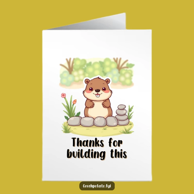 Free Printable Beaver Thank You Card - Hardworking Downloadable Art for Gratitude