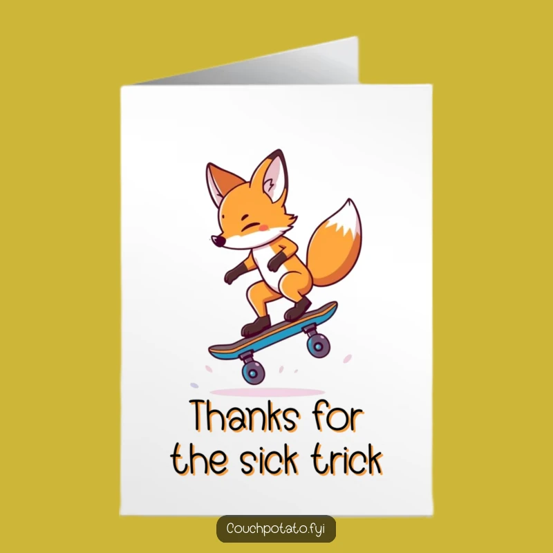 Free Printable Thank You Card: Fox Skateboard Ace