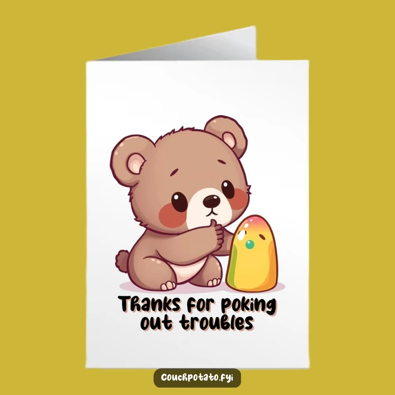 Free Printable Thank You Card: Funny Bear Cub Exploration for a Sweet Downloadable Gift