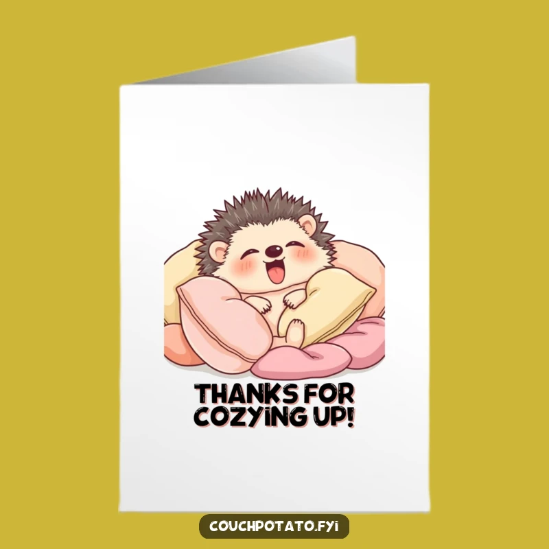 Free Printable Thank You Card: Yawning Hedgehog, Cozy Gratitude Downloadable Gift