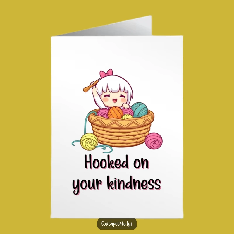 Free Printable Thank You Card: Happy Crocheter Yarn Drop Funny DIY Gratitude Download