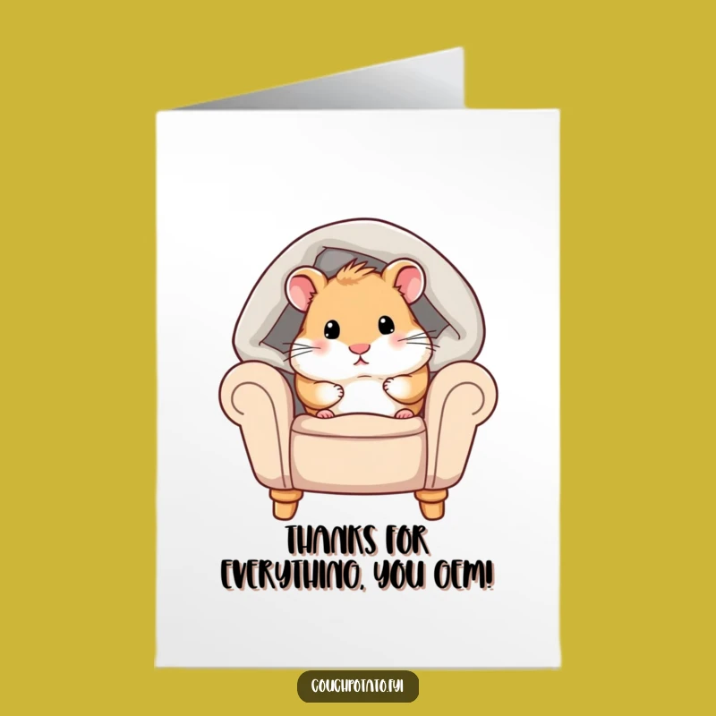 Free Printable Funny Hamster Thank You Card - Chubby Hamster Expressing Gratitude