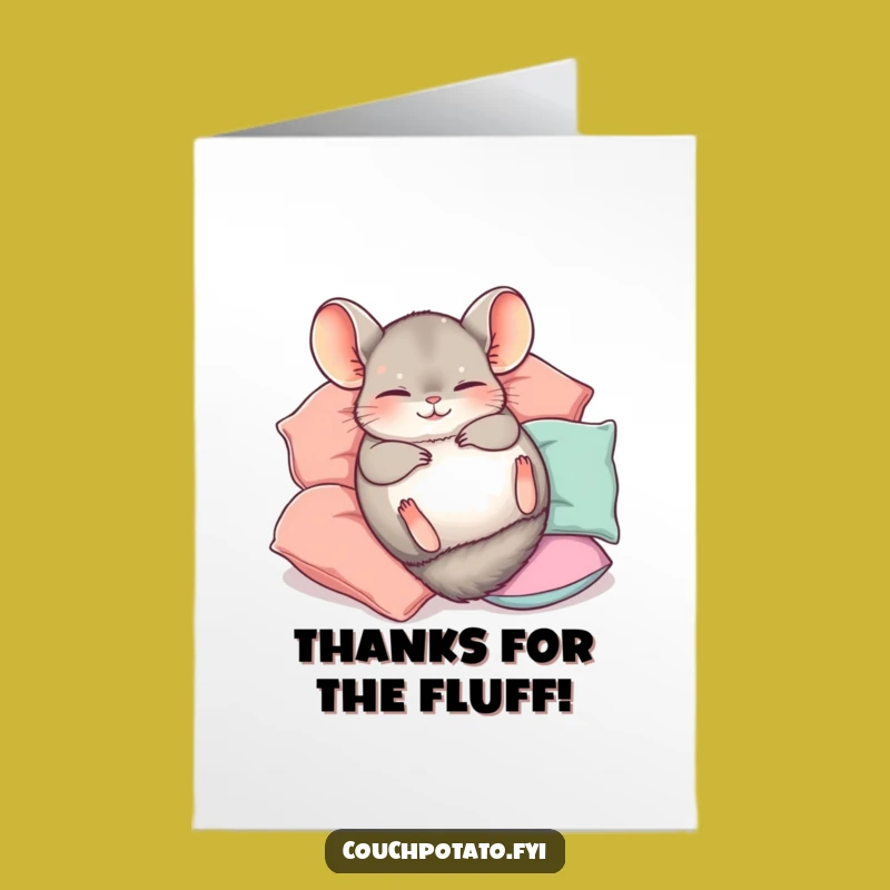 Free Printable Chinchilla Thank You Card: Happy Roll Funny Downloadable Gift Gratitude