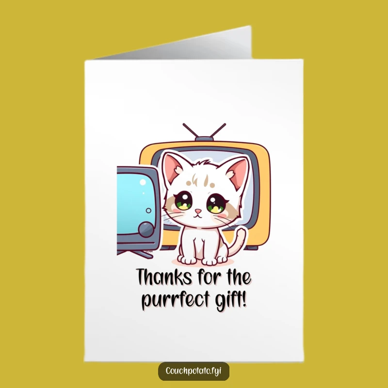 Free Printable Kitten Thank You Card: TV Stare, Hilarious DIY Downloadable Gratitude!
