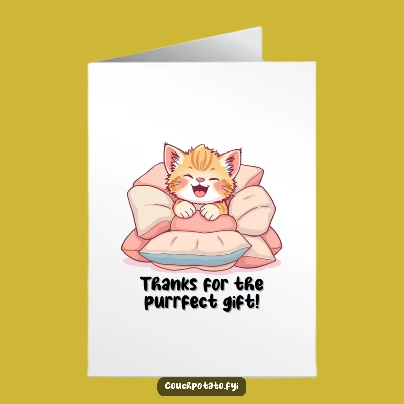 Free Printable Kitten Thank You Card: Giggling Tumble Funny Downloadable Gift Thanks