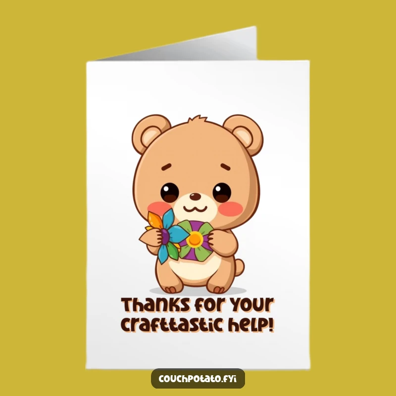 Free Printable Bear Cub Craft Card - Funny Thank You Downloadable Gift for Anyone