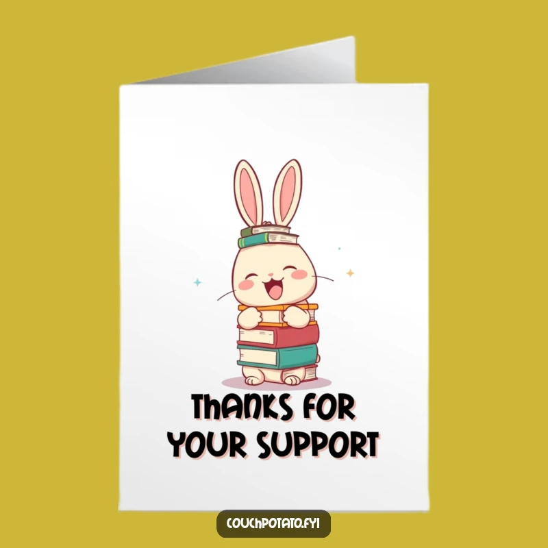 Free Printable Thank You Card: Rabbit Book Balance Funny Downloadable Gift