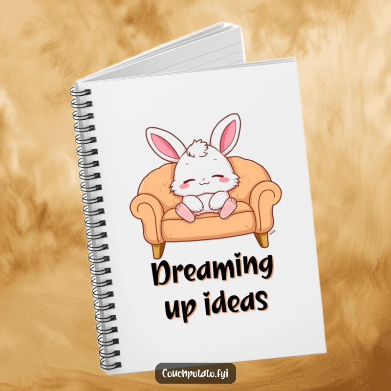 Funny Notebook: A fluffy bunny lounges with eyes closed and a smile, perfect for jotting down relaxation ideas. A sweet funny gift.