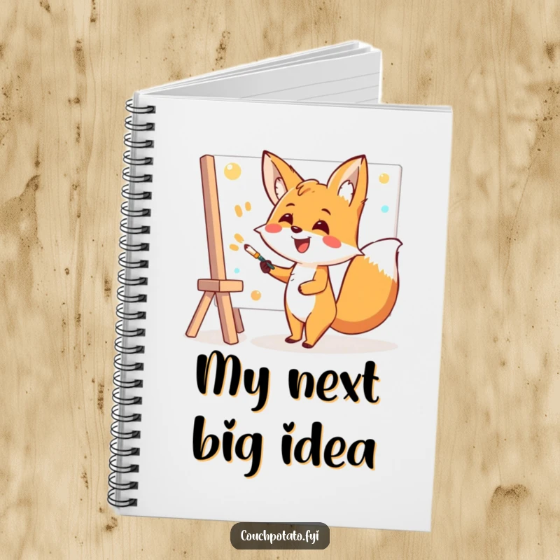 Funny Fox Notebook: A cheerful fox artist is depicted painting happily, ready to capture your notes and creative thoughts.