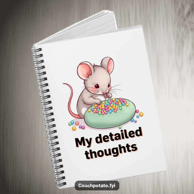 Funny Mouse Notebook: A skilled mouse meticulously arranges tiny beads onto a craft project, ready to hold your notes and plans.