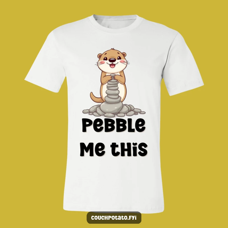Funny Otter Pebble Tower T-Shirt: Hilarious Animal Builder Tee for Otter Fanatics
