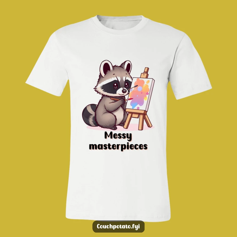 Funny Raccoon Painter T-Shirt - Artistic & Hilarious Wearable Art