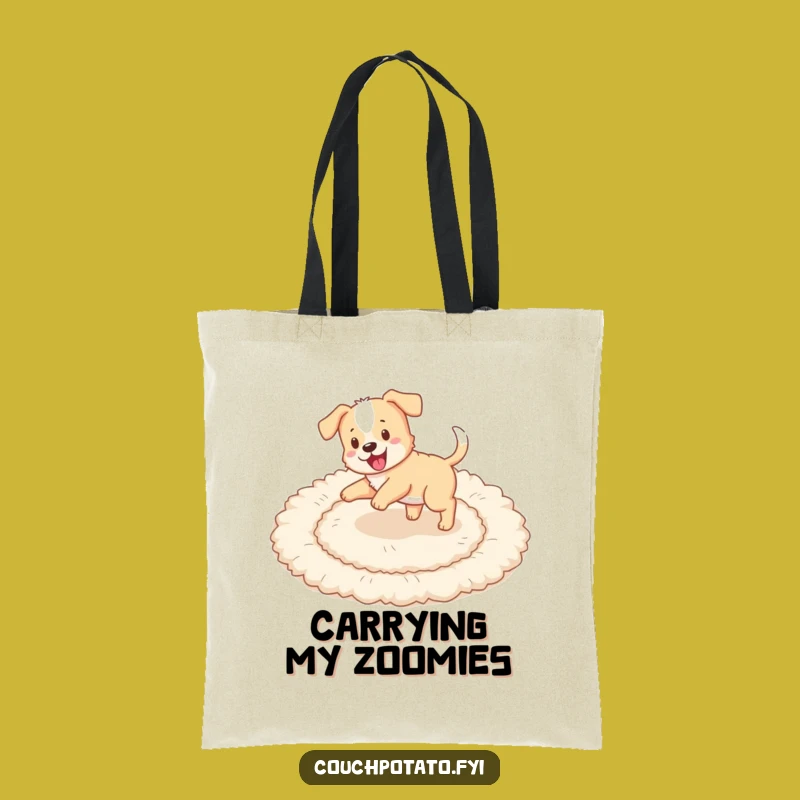 Funny Puppy Tail Chase Tote Bag: Chic Puppy Playing, Stylish & Hilarious Gift