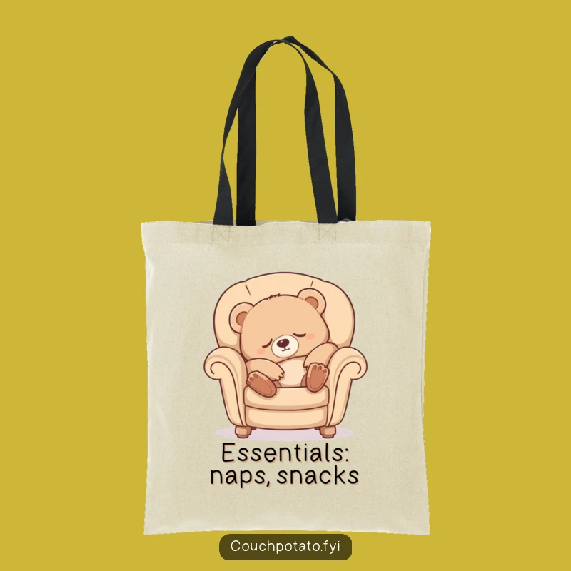 Funny Sleepy Bear Tote Bag: Luxurious Carry for Your Relaxing Essentials Gift