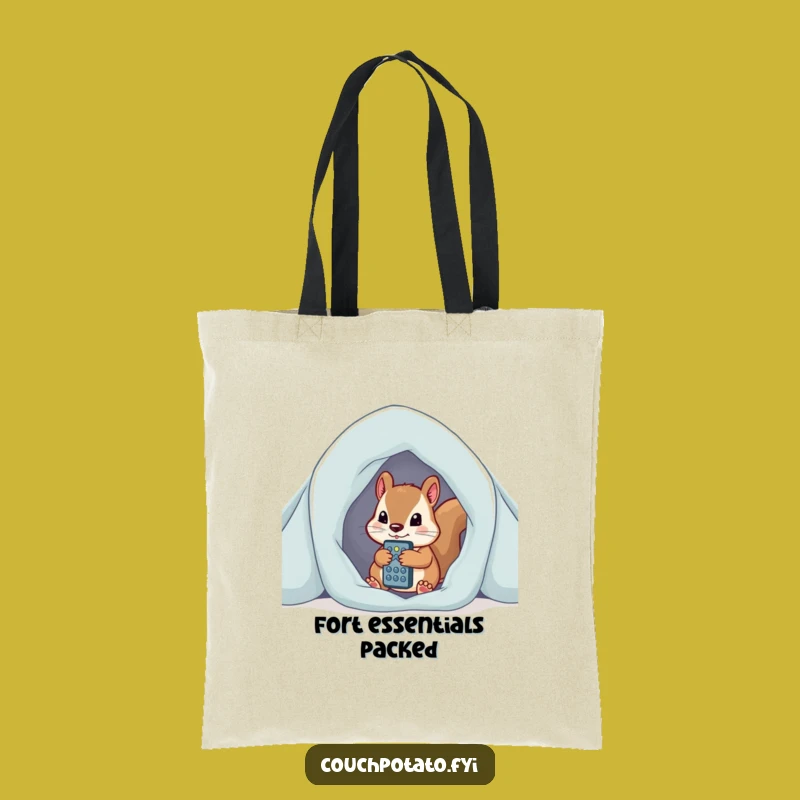 Funny Squirrel Fort Tote Bag - Cozy Gamer Character Carryall