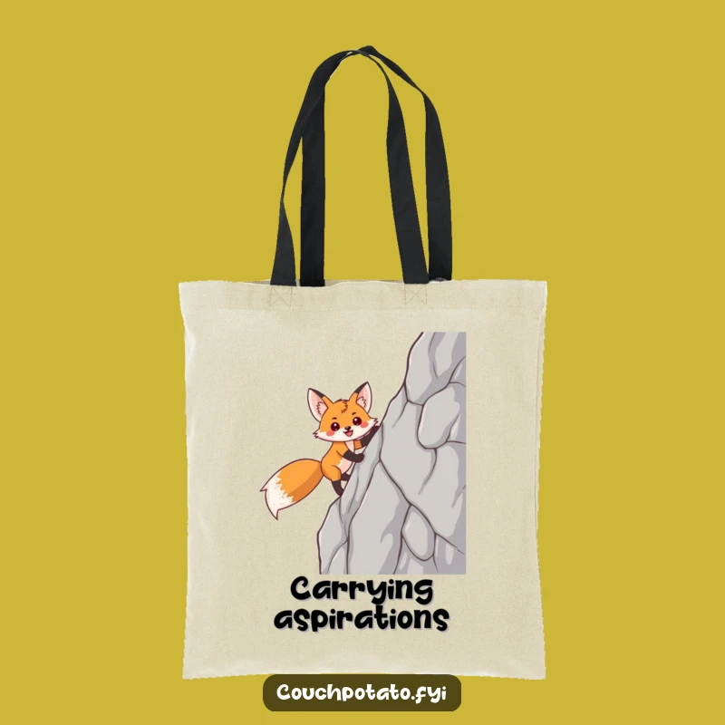 Funny Fox Tote Bag: Carry Your Victories with This Hilarious Climbing Design
