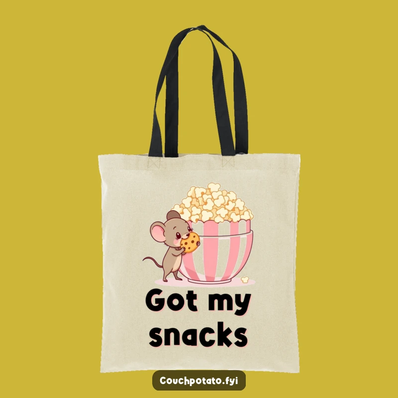 Funny Mouse Popcorn Heist Tote Bag - Mischievous Character Carryall