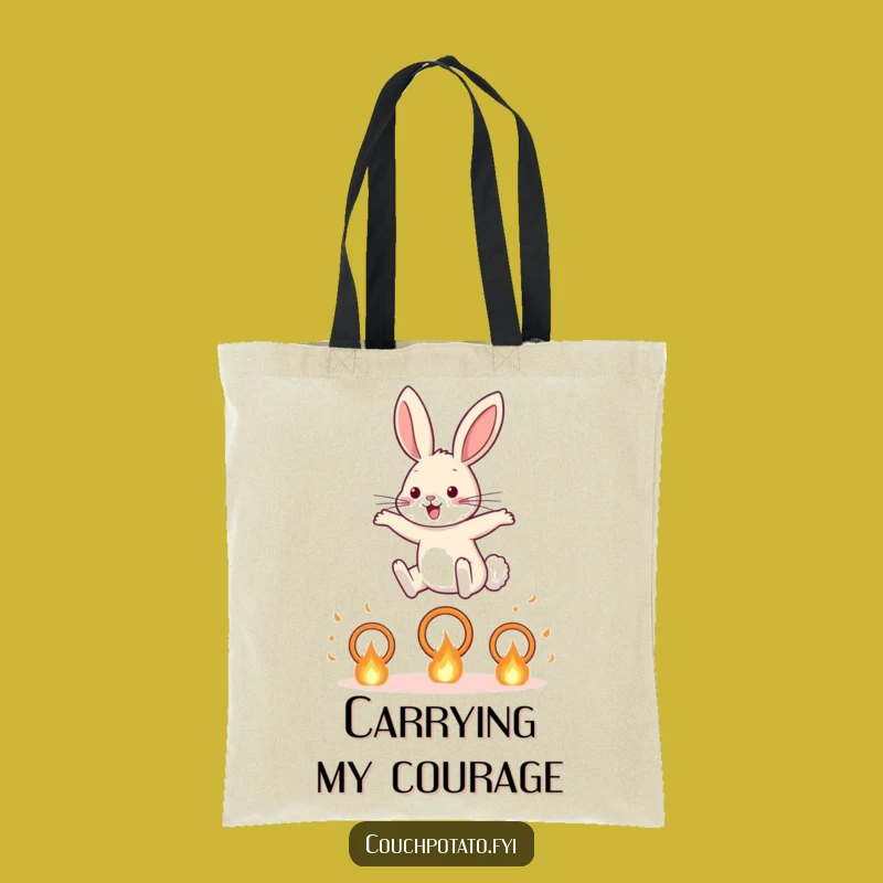 Funny Rabbit Fiery Hoop Tote Bag: Carry Your Essentials with Hilarious Animal Flair, Fun Gift