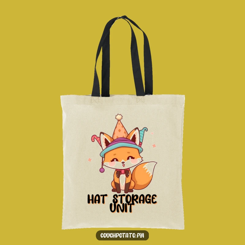 Funny Fox Hat Collector Tote Bag - Chic & Hilarious Everyday Carry