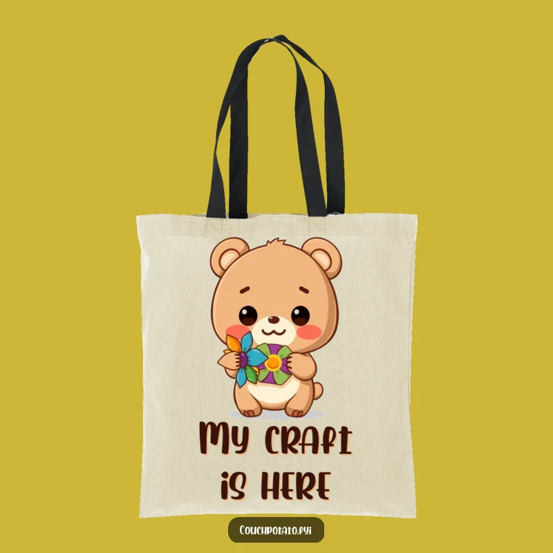 Funny Bear Cub Tote Bag - Adorable Crafter's Companion for Supplies