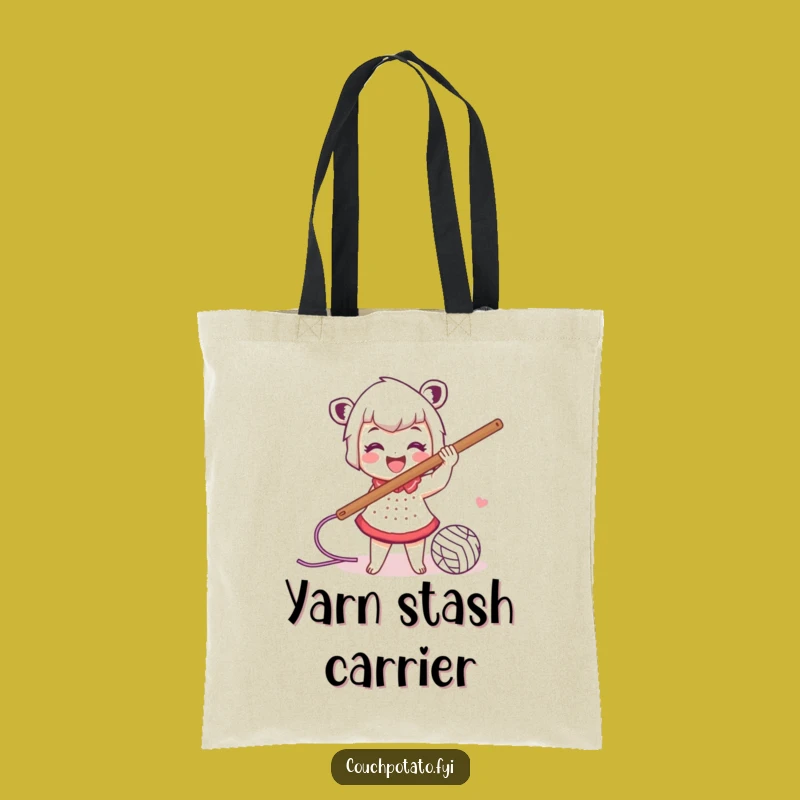 Funny Crocheter's Yarn Tote Bag: Enthusiastic Crafting Companion